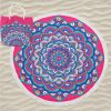 Pink Microfiber Round Beach Towel plus Beach Bag 180 cm