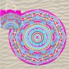Pink Multicolor Mandala Round Microfiber Beach Towel plus Beach Bag