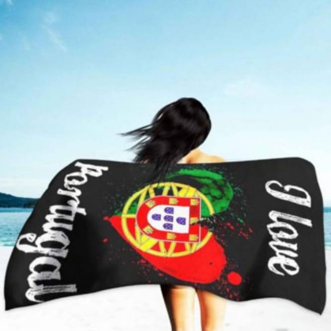 Portugal Flag Heart Microfiber Beach Towel 180 x 100 cm Portugal Flag Heart Microfiber Beach Towel 180 x 100 cm