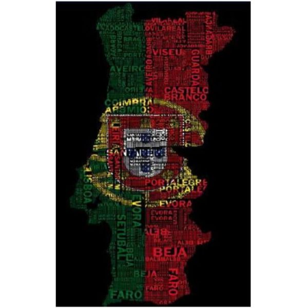 Microfiber Beach Towel Map Portugal Letters 180 x 100 cm