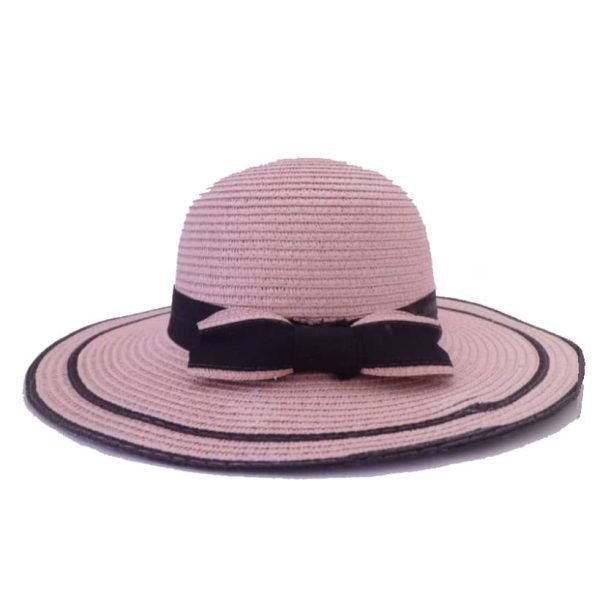 Dark Pink Lady’s Capeline with Straw Bow