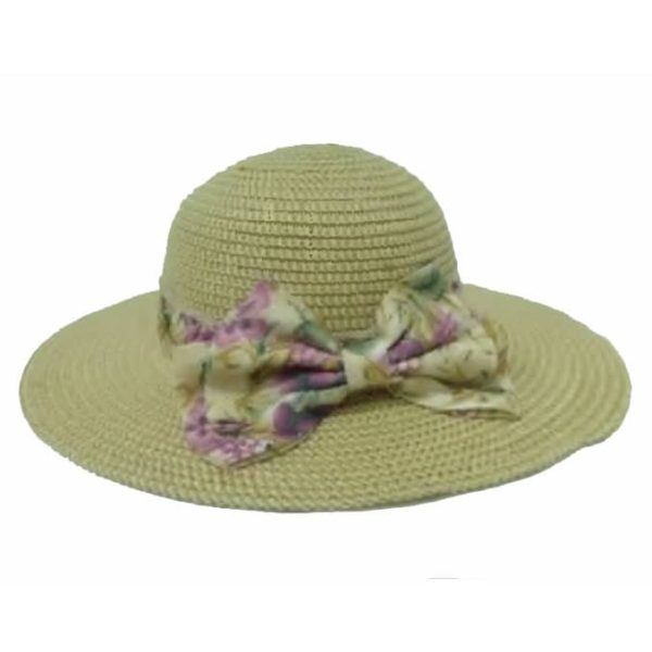 Beige Women’s Capeline with Tinted Ribbon with Flower Bow