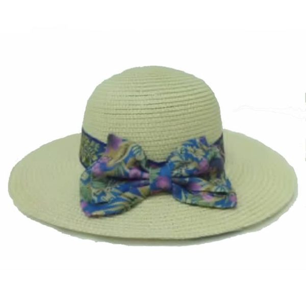 White Women’s Capeline with Tinted Ribbon with Flower Bow