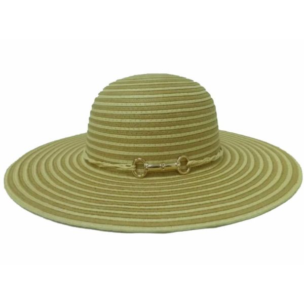 Beige Golden Strap Striped Capeline