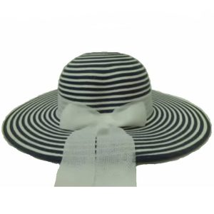 Black Striped Lady Capeline with Ribbon and Bow in Tuide