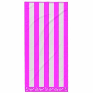Striped Cotton Beach Towel Pink 180 x 100 cm