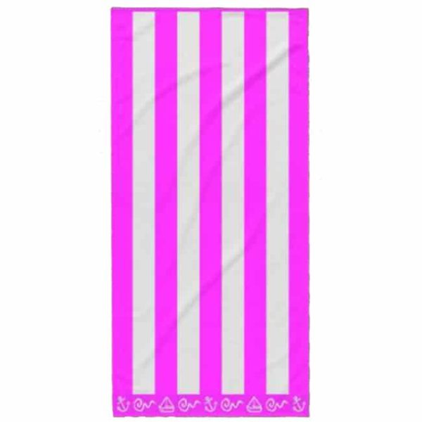 Striped Cotton Beach Towel Pink 180 x 100 cm