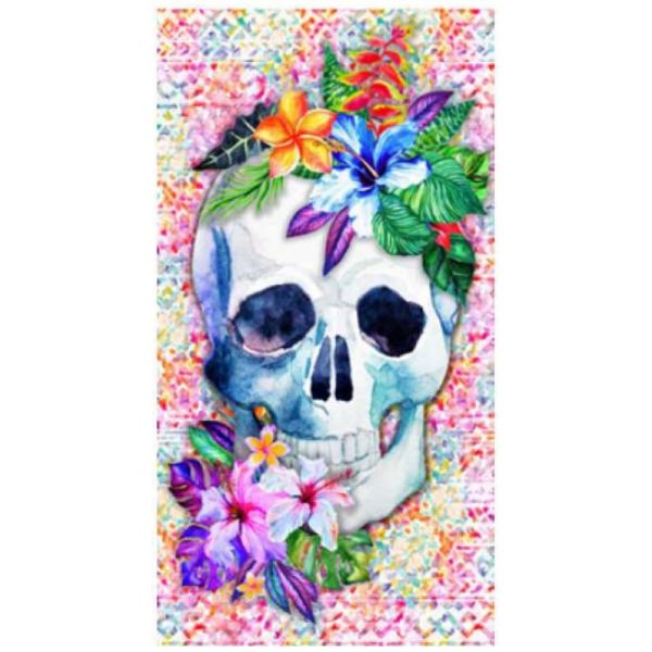 Skull and Flowers Microfiber Beach Towel 180 x 100 cm