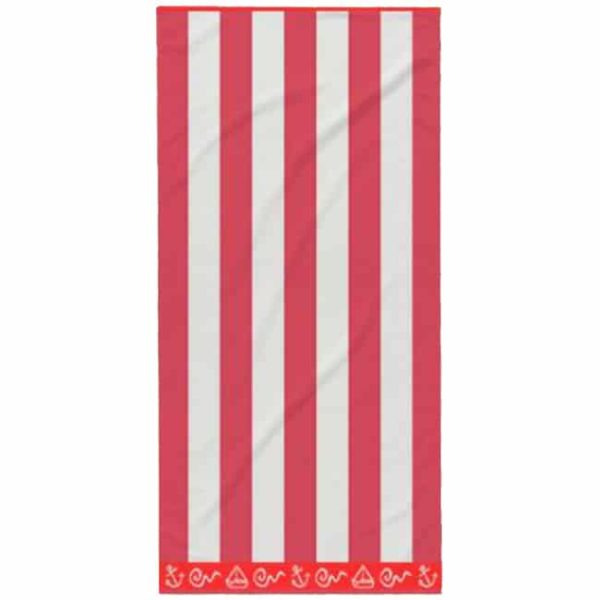 Striped Cotton Beach Towel Red 180 x 100 cm