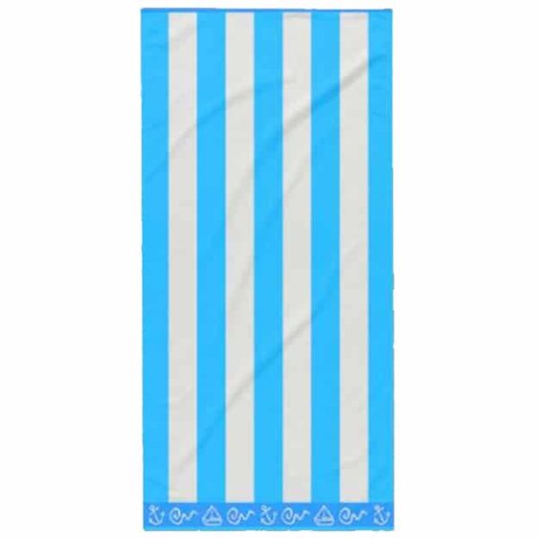 Striped Cotton Beach Towel Light Blue 180 x 100 cm