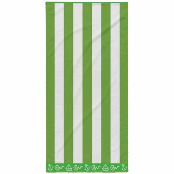Striped Cotton Beach Towel Dark Green 180 x 100 cm