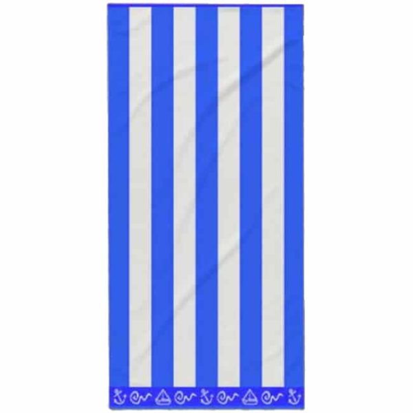 Striped Cotton Beach Towel Blue 180 x 100 cm