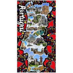 Barcelos Rooster Microfiber Beach Towel Map Portugal 180 x 100 cm