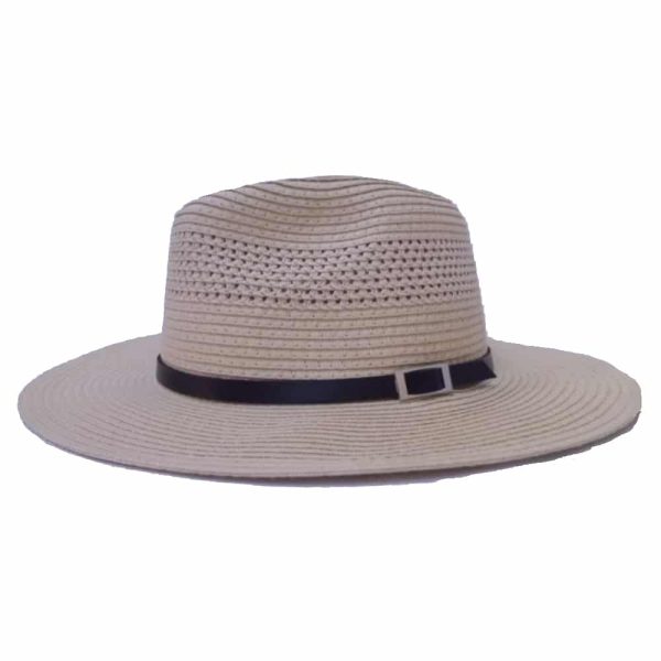 Beige Man Hat With Flat Brim