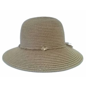 Brown Plain Short-Brimmed Lady’s Hat with String