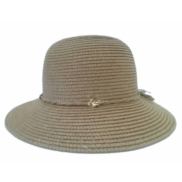 Brown Plain Short-Brimmed Lady’s Hat with String