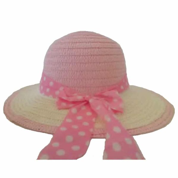 Pink Girl’s Hat with White Dot Ribbon