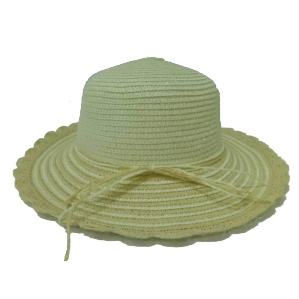 Yellow Simple Lady’s Capline with Striped Flap and Round Tips