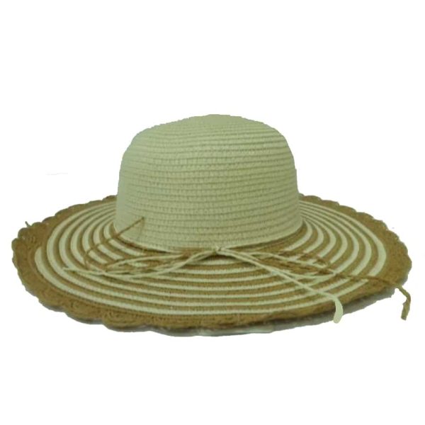 Brown Simple Lady’s Capline with Striped Flap and Round Tips
