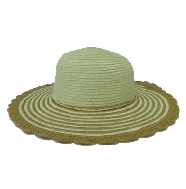 Brown Simple Lady’s Capline with Striped Flap and Round Tips
