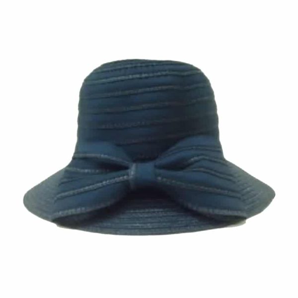 Blue Lady Straw Hat with Bow Tie