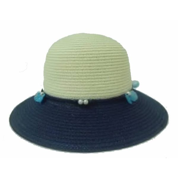 Dark Blue Two-Color Short Brim Lady Hat