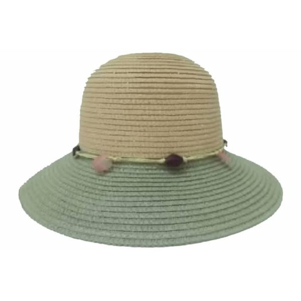 Light Blue Two-Color Short Brim Lady Hat