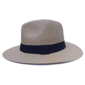 Brown Men’s hat with flat brim and black ribbon