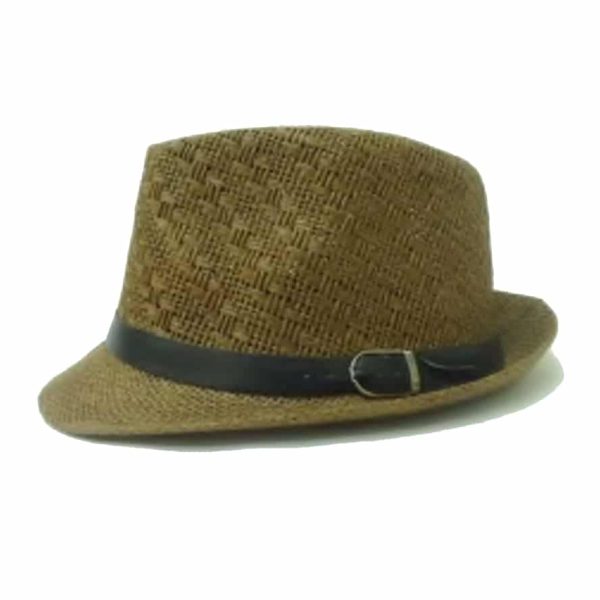Flat Small Hat with Flap and Patterned Cup - Brown
