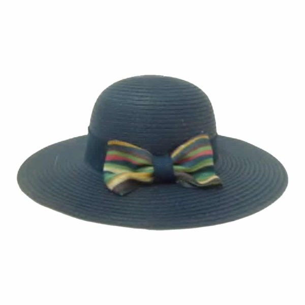 Blue Lady’s Capline with Flat Ribbon and Striped Bow
