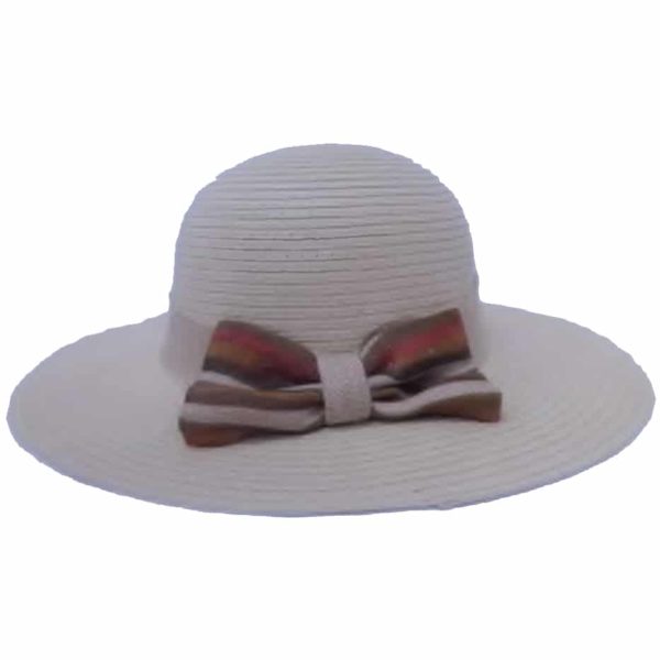 Pink Lady’s Capline with Flat Ribbon and Striped Bow