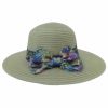 Gray Lady Capline Thin Straw with Flower Bow and Ribbon