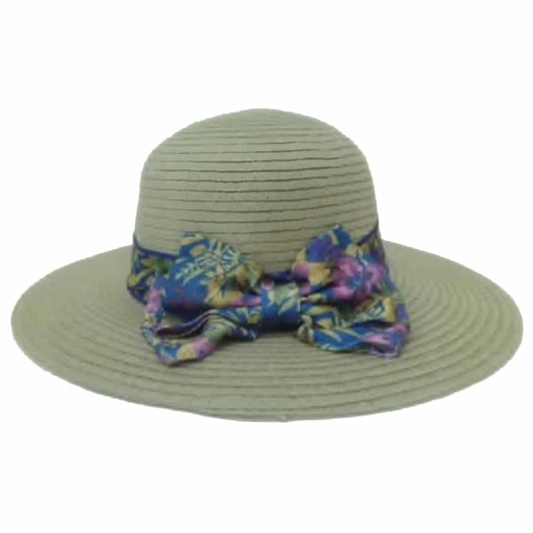 Gray Lady Capline Thin Straw with Flower Bow and Ribbon