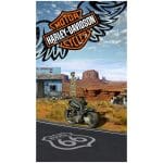 Harley Davidson Motorbike Microfiber Beach Towel on Route 66 180 x 100 cm