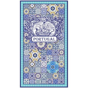 Microfiber Beach Towel Tiles with Portuguese Caravel 180 x 100 cm