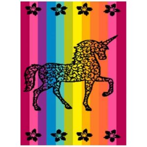 Unicorn Cotton Beach Towel with Stripes