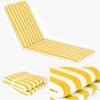 Striped sponge lounger mattress. 180 x 50 cm. Yellow.