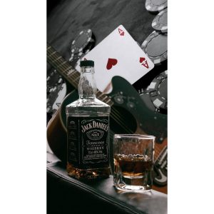 Jack Daniels Casino and Guitar Microfiber Beach Towel