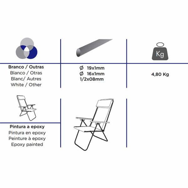 High Reclining Cretone Chair with Armrests