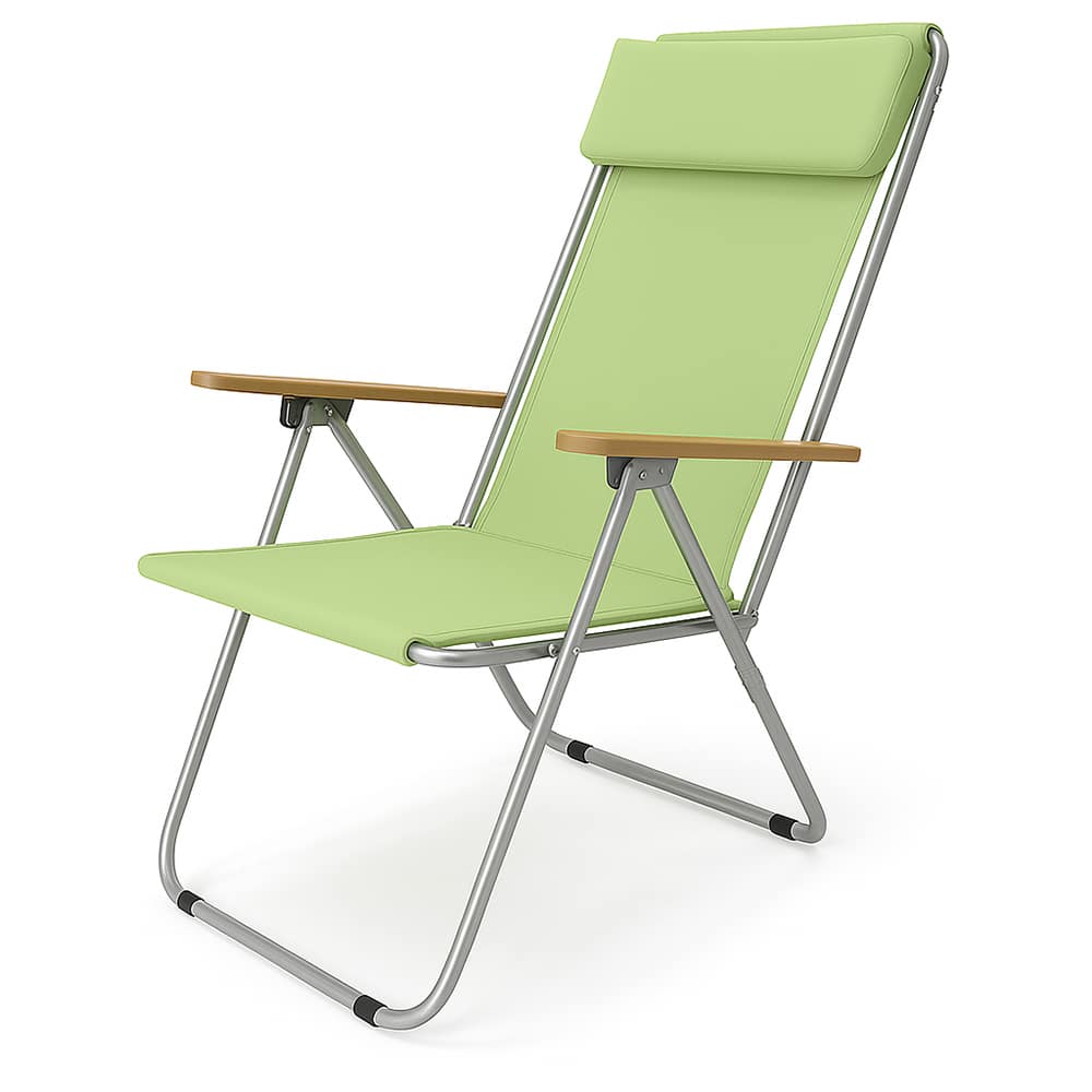 High Reclining Cretonne Beach Chair with Armrests National Light Green