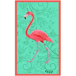 Cyan Framed Flamingo Microfiber Beach Towel
