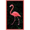 Black Framed Flamingo Microfiber Beach Towel