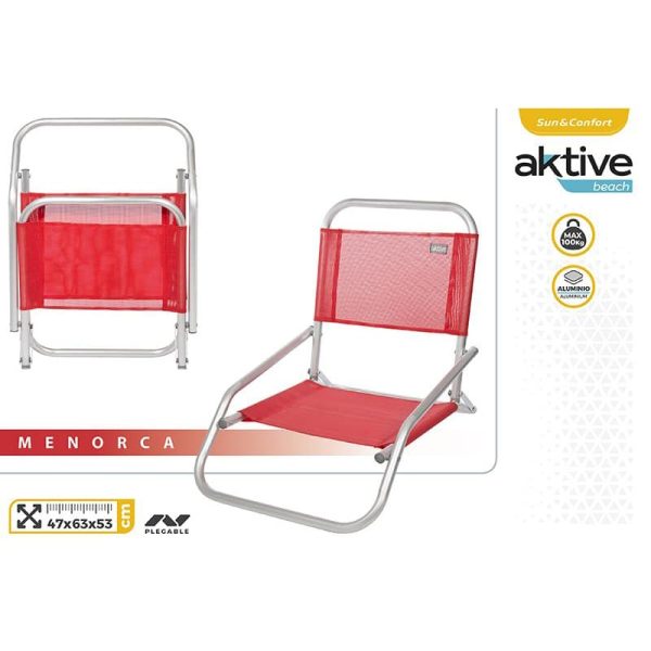 Aktive Red Low Fixed Aluminum Beach Chair