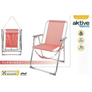 Traditional Pink Aluminum Beach Chair with Aktive Handle
