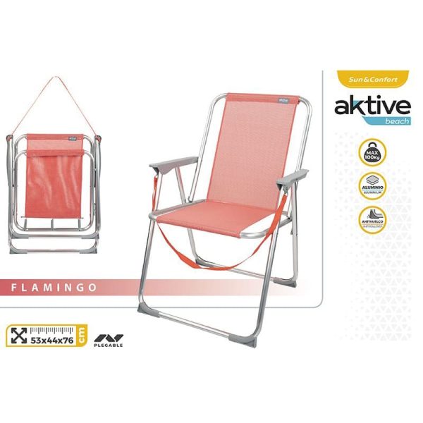 Traditional Pink Aluminum Beach Chair with Aktive Handle