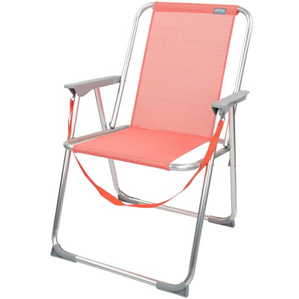 Aktive Pink Aluminum Traditional Beach Chair with Strap