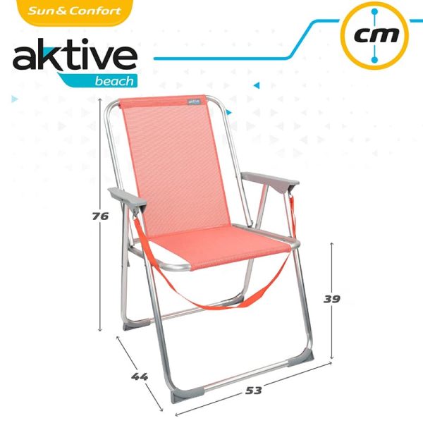 Aktive Pink Aluminum Traditional Beach Chair with Strap