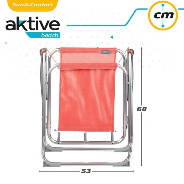Aktive Pink Aluminum Traditional Beach Chair with Strap