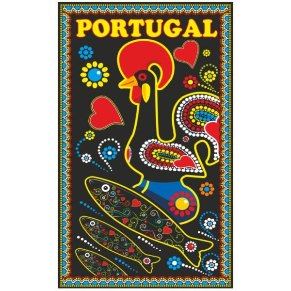Galo de Barcelos Sardinhas Portugal Microfiber Beach Towel