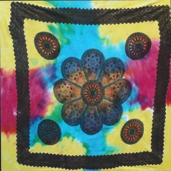 Large Multicolored Indian Towel 240 x 210 cm Mandala Flower